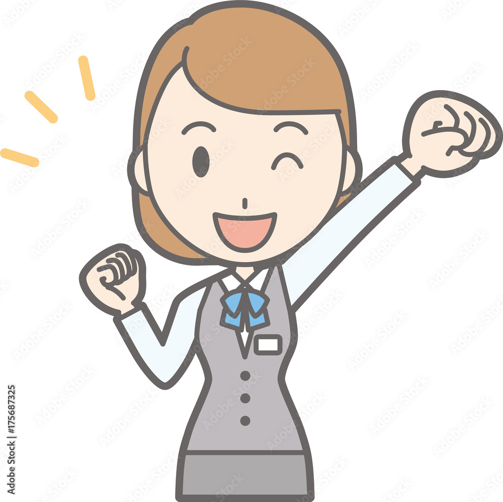 Illustration that a woman clothed in uniform wears a fist Illustration that a woman clothed in uniform wears a fist