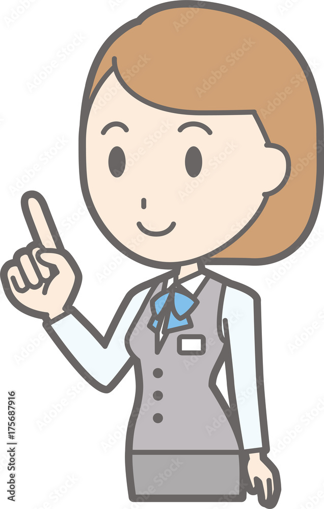 Illustration that a woman clothed in uniform wears a finger