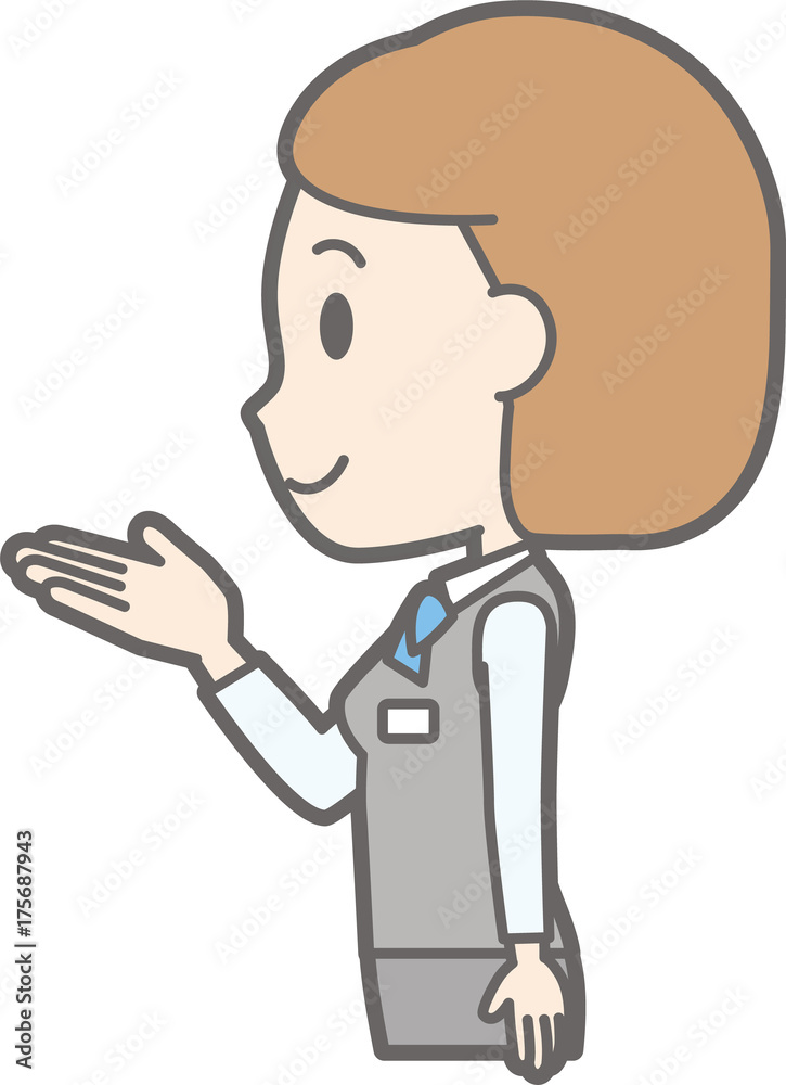 Illustration that a woman clothed in uniform wears sideways Illustration that a woman clothed in uniform wears sideways