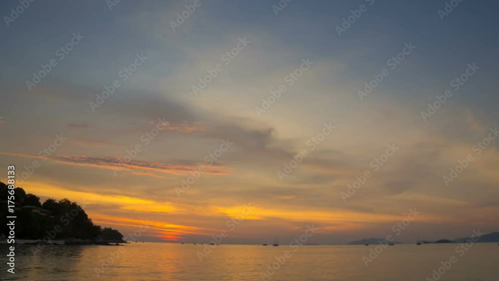 Sunset over the sea. Timelapse. Sunrise beach on Koh Lipe island, Thailand Sunset over the sea. Timelapse. Sunrise beach on Koh Lipe island, Thailand
