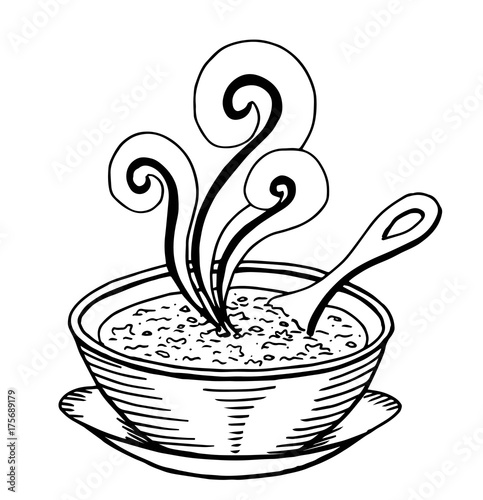 Simple hand drawn doodle of a bowl of soup