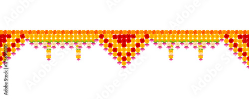 Flower garland decoration toran for Happy Diwali Holiday background