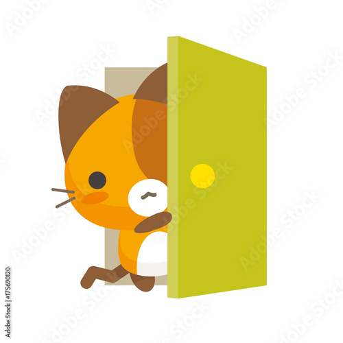 ネコとーく。三毛猫+扉