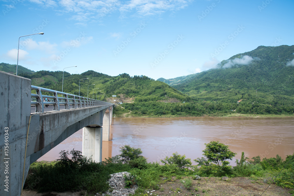 Thaduea Pakhong bridge of Mekong River Laos Thaduea Pakhong bridge of Mekong River Laos