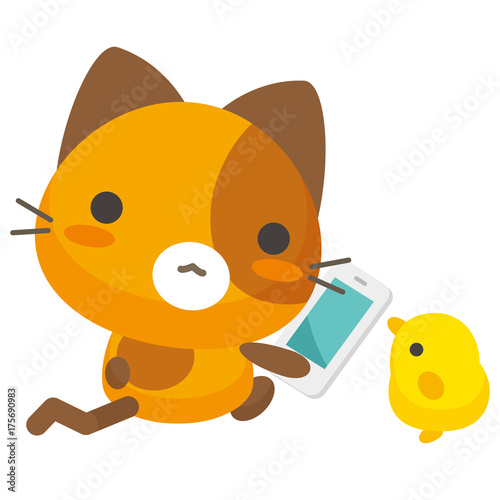 ネコとーく。三毛猫+スマホ