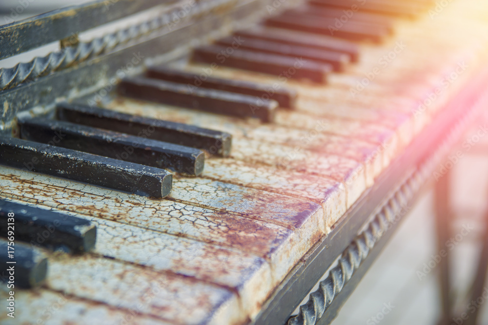 old keys of the piano, grand piano.