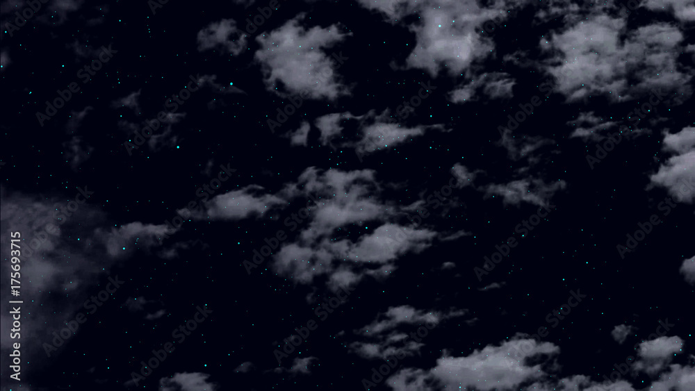 clouds float against the background of the night starry sky and twinkling stars. clouds float against the background of the night starry sky and twinkling stars.