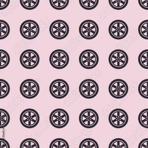 Car wheel vector illustration on a seamless pattern background