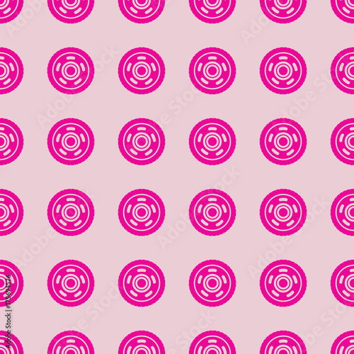 Car wheel vector illustration on a seamless pattern background