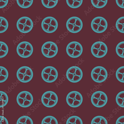 Car wheel vector illustration on a seamless pattern background