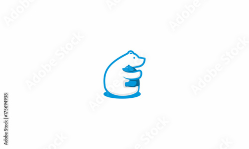 bear hugging emblem symbol icon vector logo