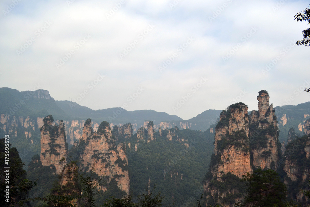 Hiking around Wulingyuan Scenic Area. It was a bit foggy on that day, but still the view: spectacular!