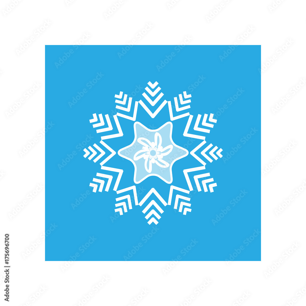 Silhouette blue snowflake in blue square Silhouette blue snowflake in blue square