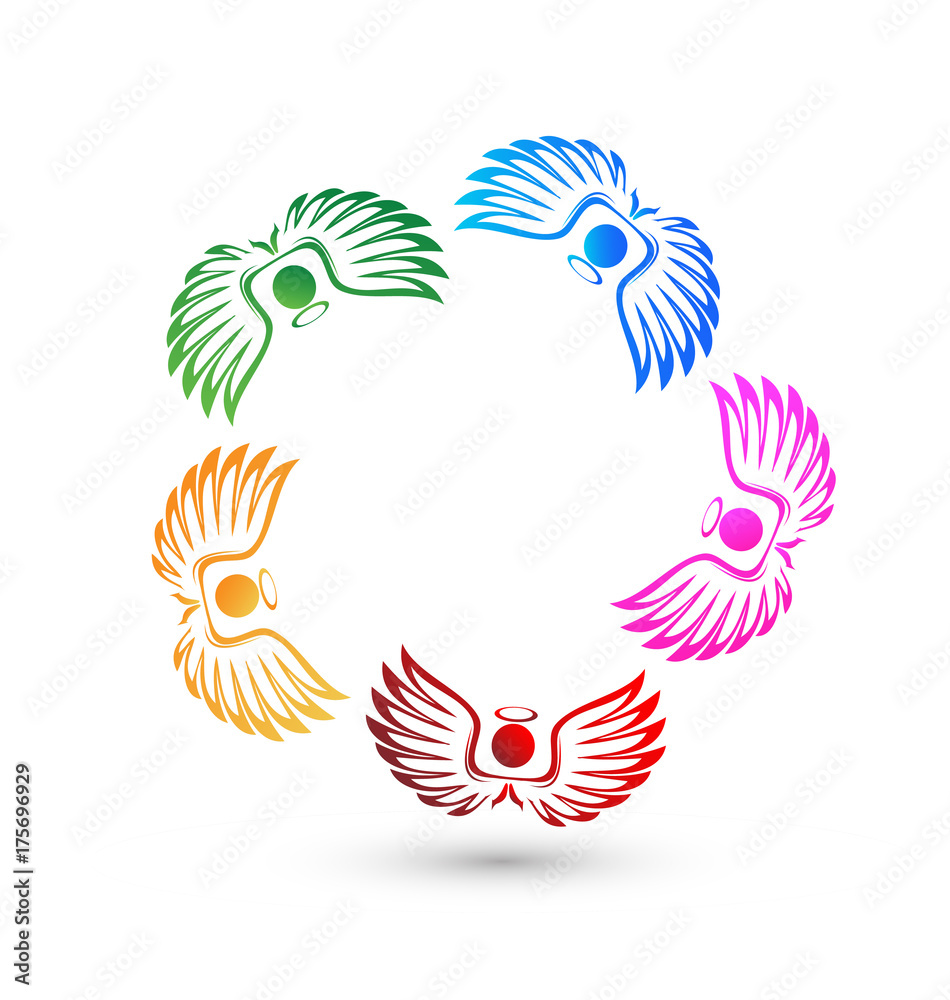 Obraz premium Teamwork angel people icon vector