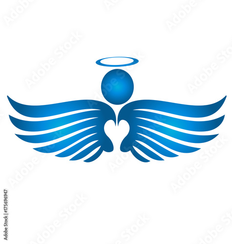 Blue angel silhouette icon vector
