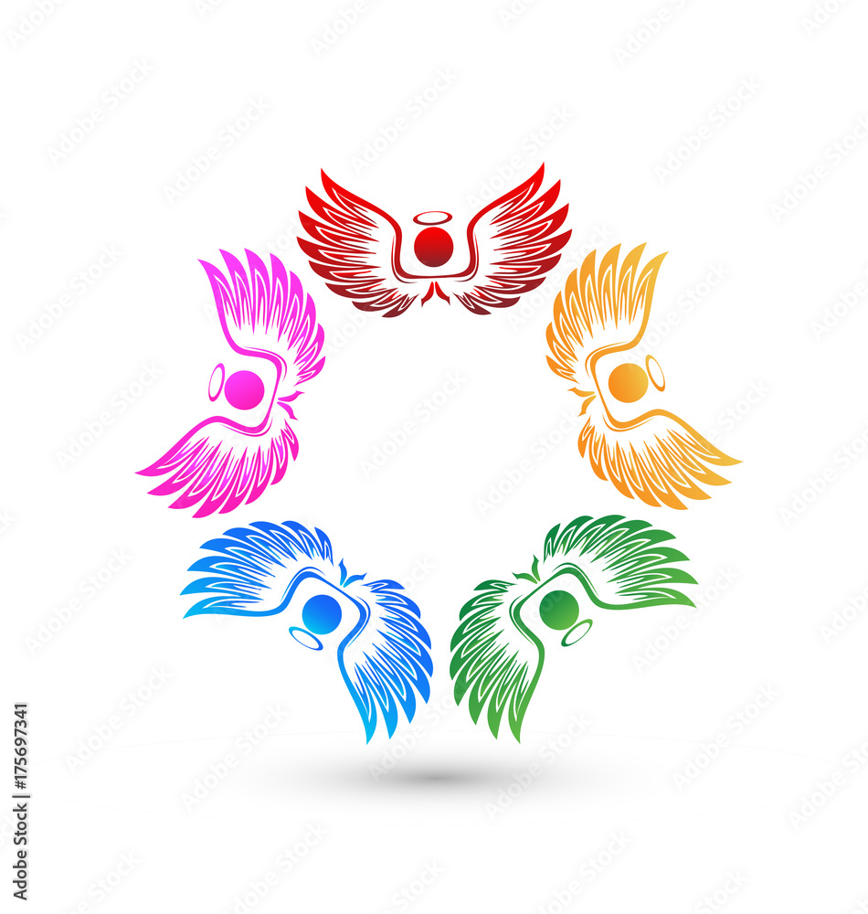 Obraz premium Teamwork angel people icon vector