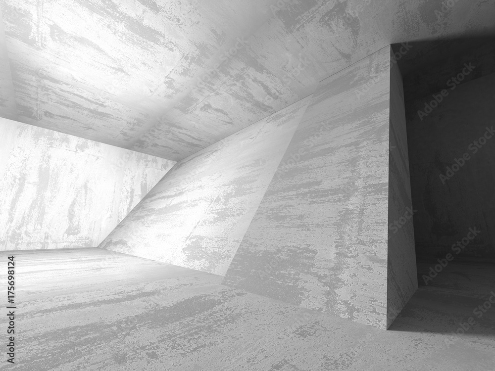 Dark concrete empty room. Modern architecture design Dark concrete empty room. Modern architecture design