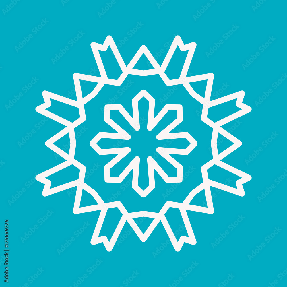 Snowflake Icon. Christmas Decoration Ornament. Mandala Style. Lines. Snowflake Icon. Christmas Decoration Ornament. Mandala Style. Lines.
