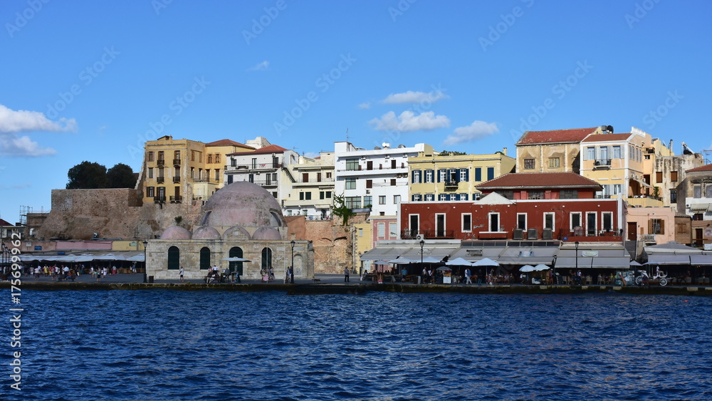 Venetian harbor in town Chania,island Crete,Greece