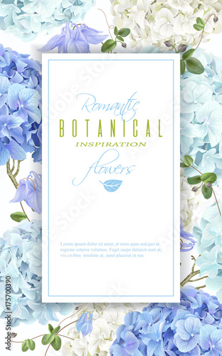 Hydrangea frame blue