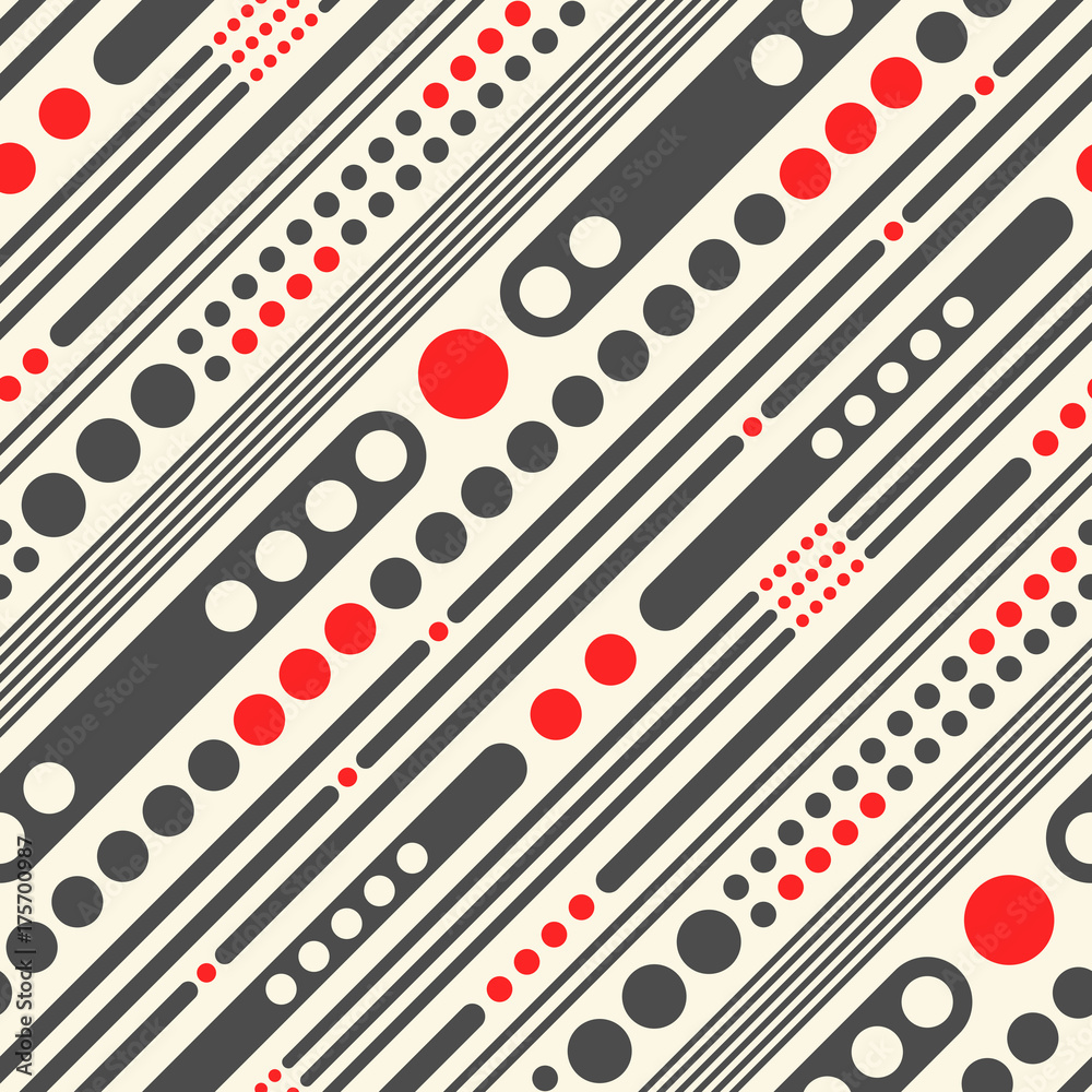 Seamless Diagonal Stripe and Circle Pattern. Vector Black and Red Background Seamless Diagonal Stripe and Circle Pattern. Vector Black and Red Background
