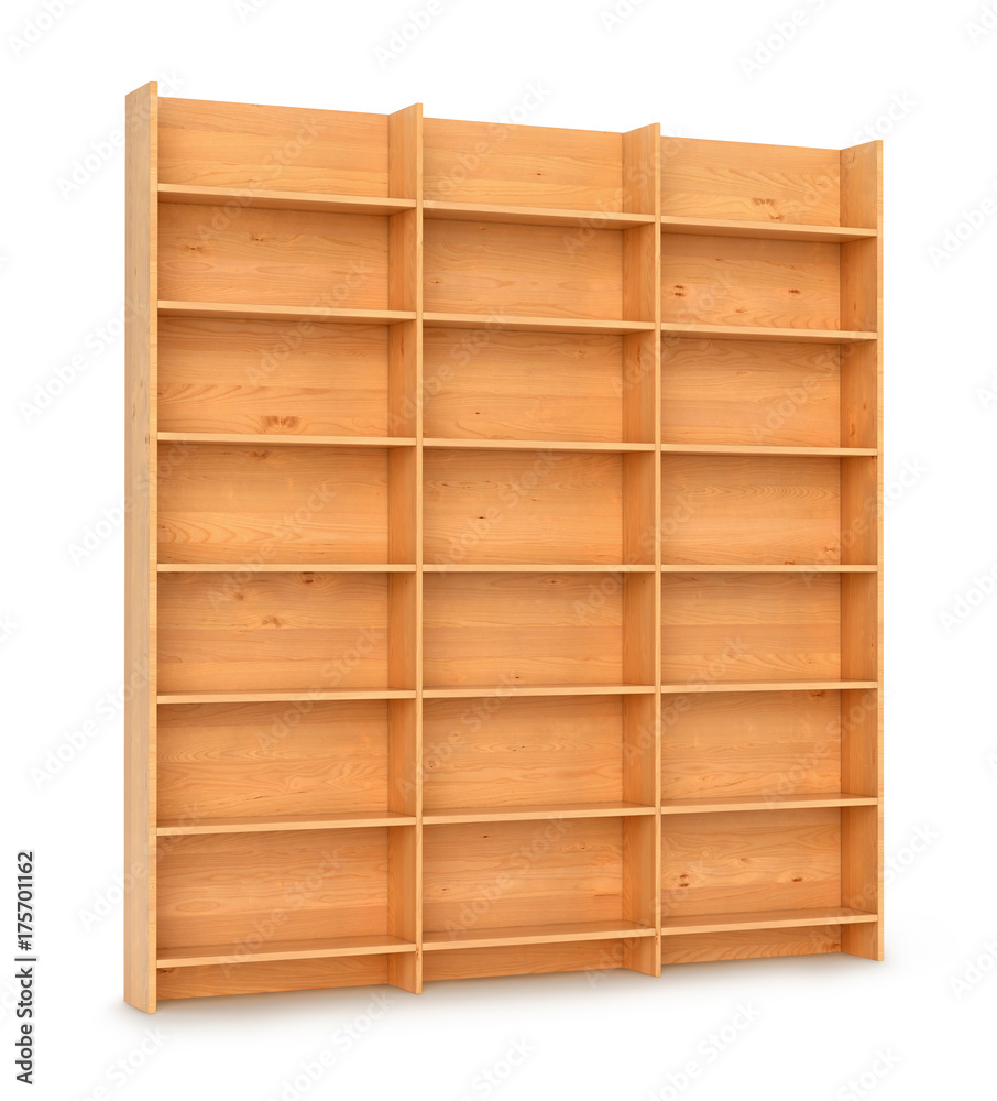 Empty bookshelf on the white background. 3d illustration Empty bookshelf on the white background. 3d illustration