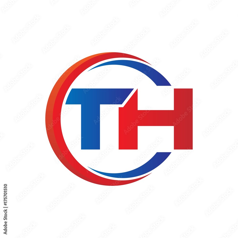 th logo vector modern initial swoosh circle blue and red th logo vector modern initial swoosh circle blue and red