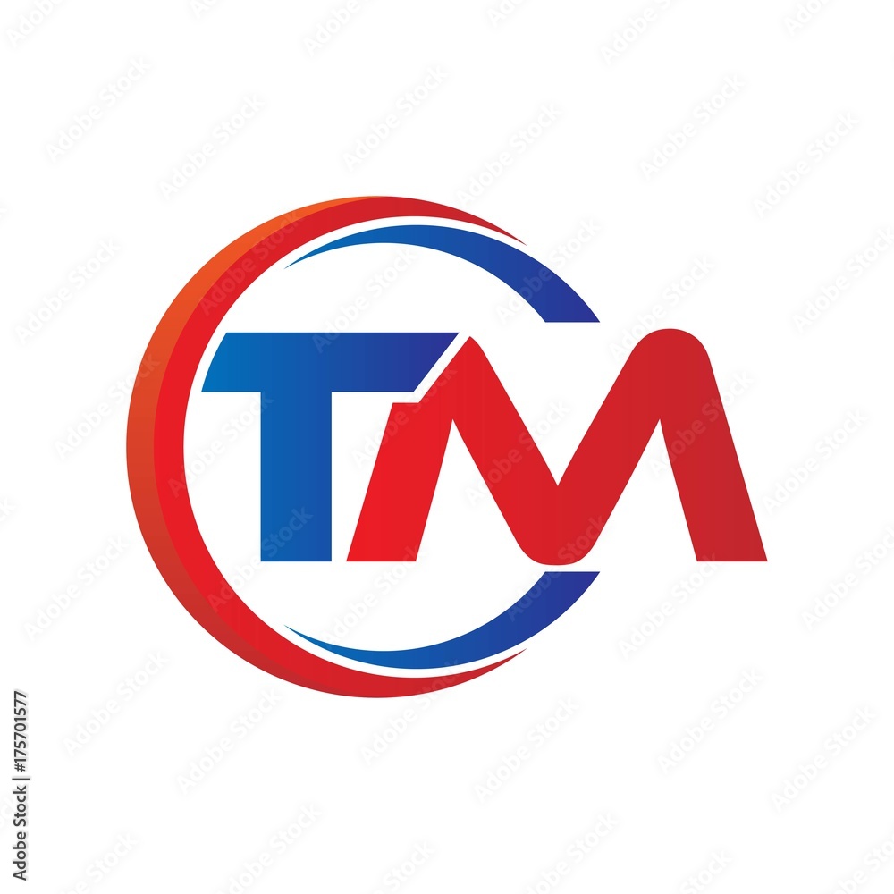 tm logo vector modern initial swoosh circle blue and red tm logo vector modern initial swoosh circle blue and red