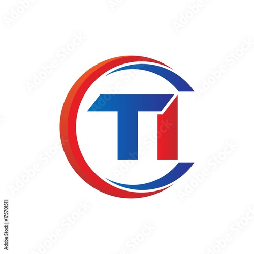 ti logo vector modern initial swoosh circle blue and red