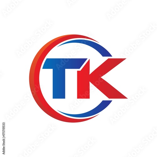 tk logo vector modern initial swoosh circle blue and red photo
