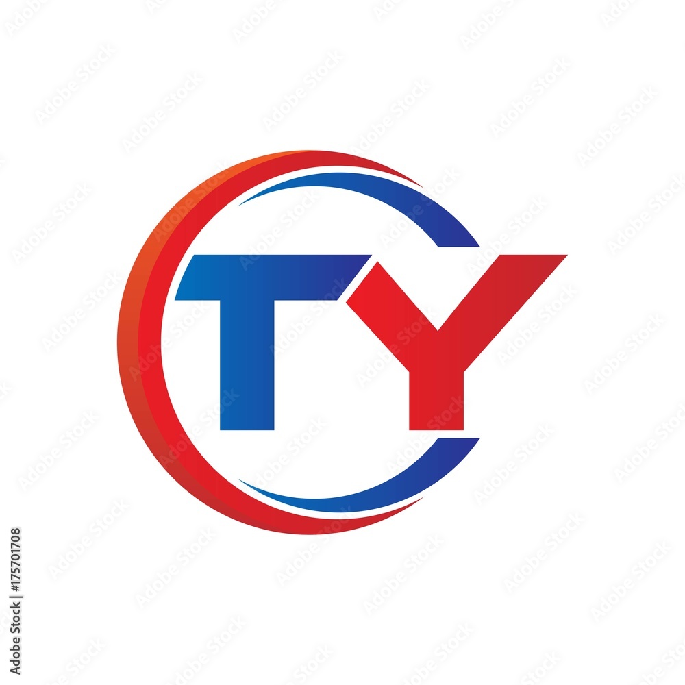 ty logo vector modern initial swoosh circle blue and red ty logo vector modern initial swoosh circle blue and red