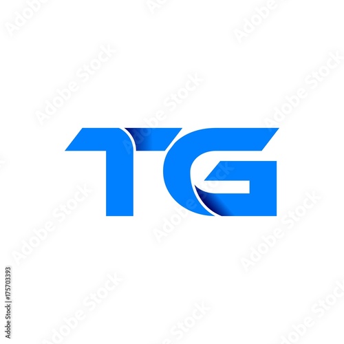 tg logo initial logo vector modern blue fold style
