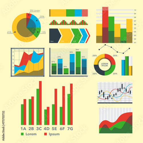 Design diagram chart elements vector illustration of business flow sheet graph infographics data template