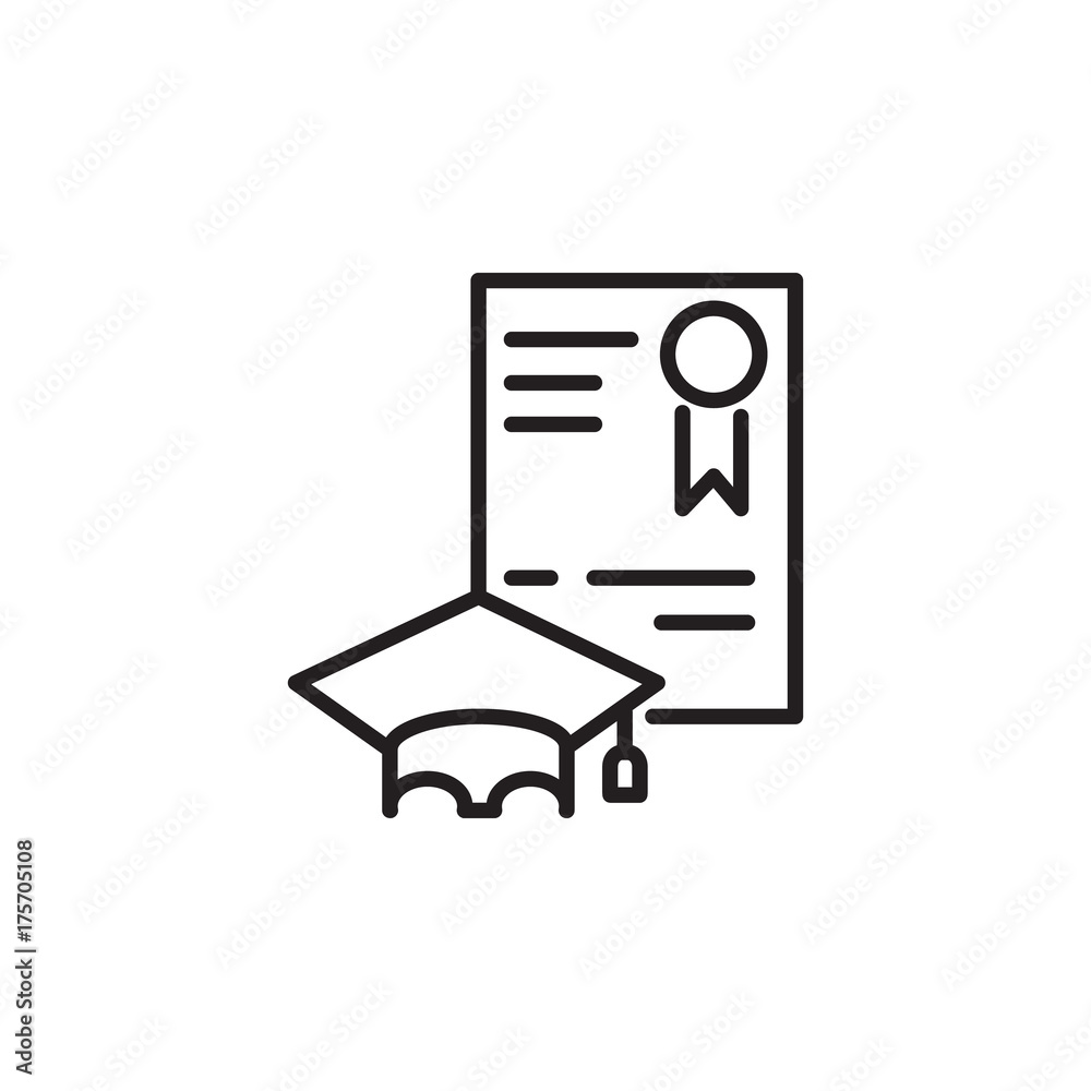 Graduation cap / hat with diploma line art icon for apps and websites Graduation cap / hat with diploma line art icon for apps and websites