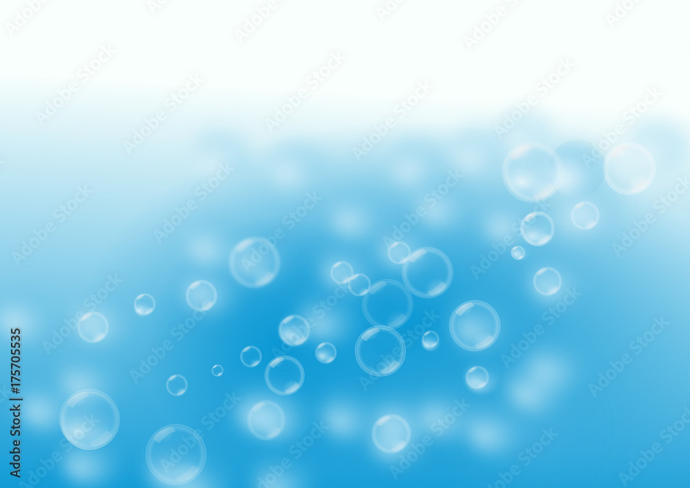 luchtbellen op een frisse blauwe achtergrond