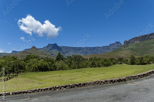 Amphitheatre with clouds in Drakensberg mountain, South Africa