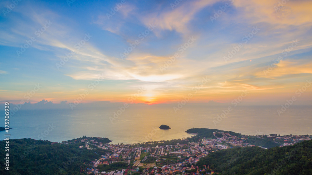 sunset above the way to Kata Karon beach. sunset above the way to Kata Karon beach.