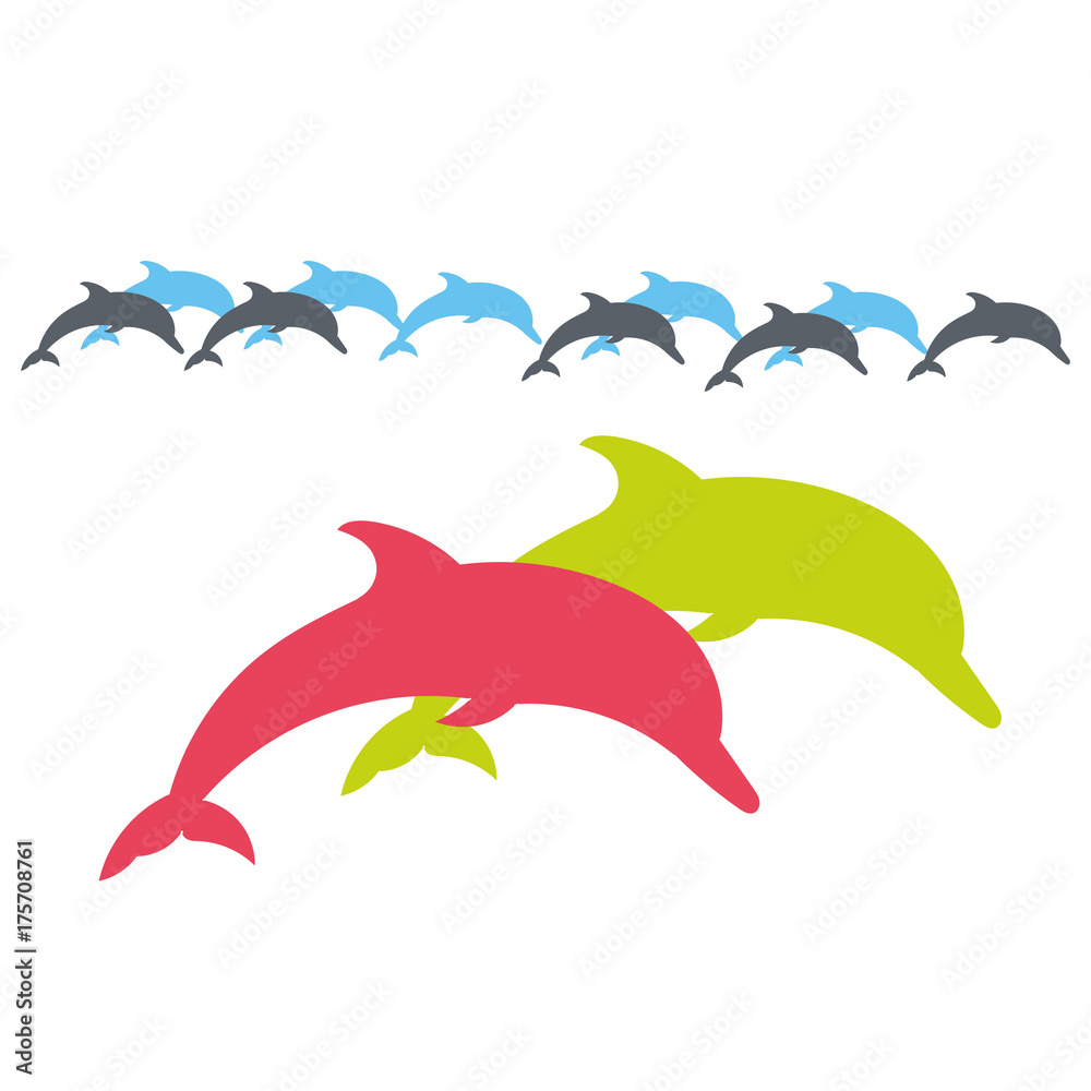 Naklejka premium Dolphin. Two lovers Dolphin.