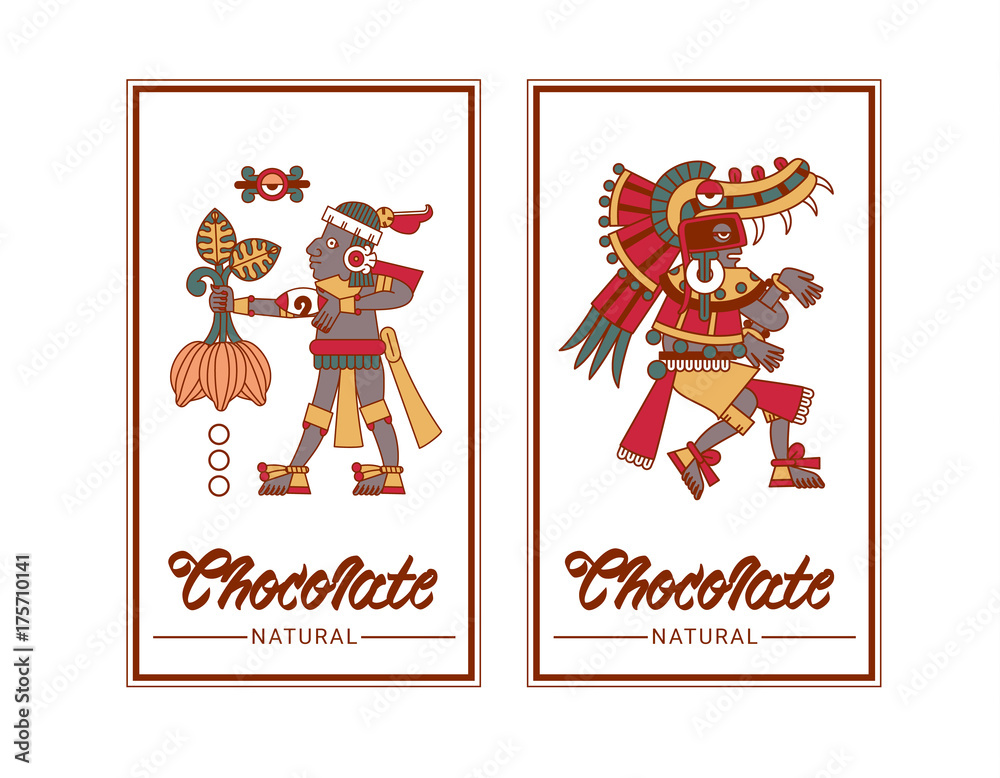 Fototapeta premium aztec cacao pattern for chocolate package design