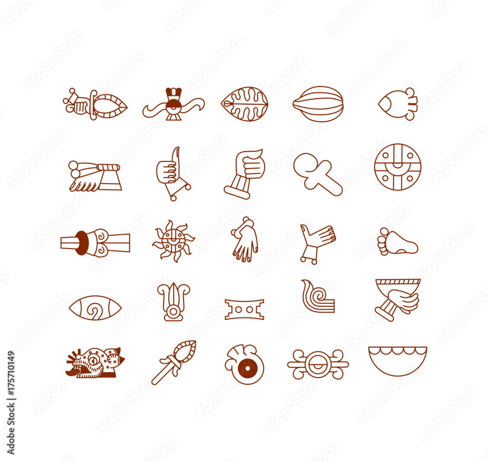 sketch drawing aztec symbol collection