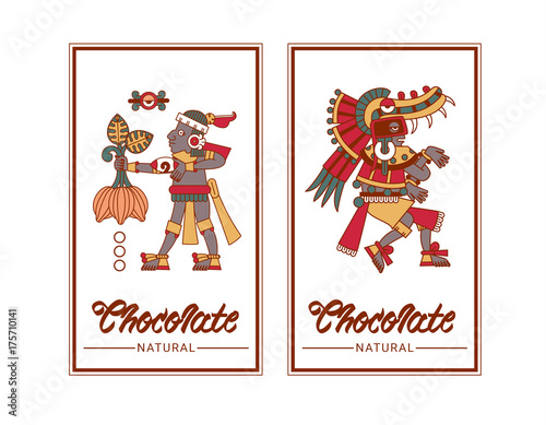 aztec cacao pattern for chocolate package design
