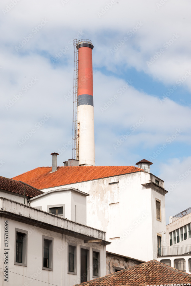 Tall factory red chimney