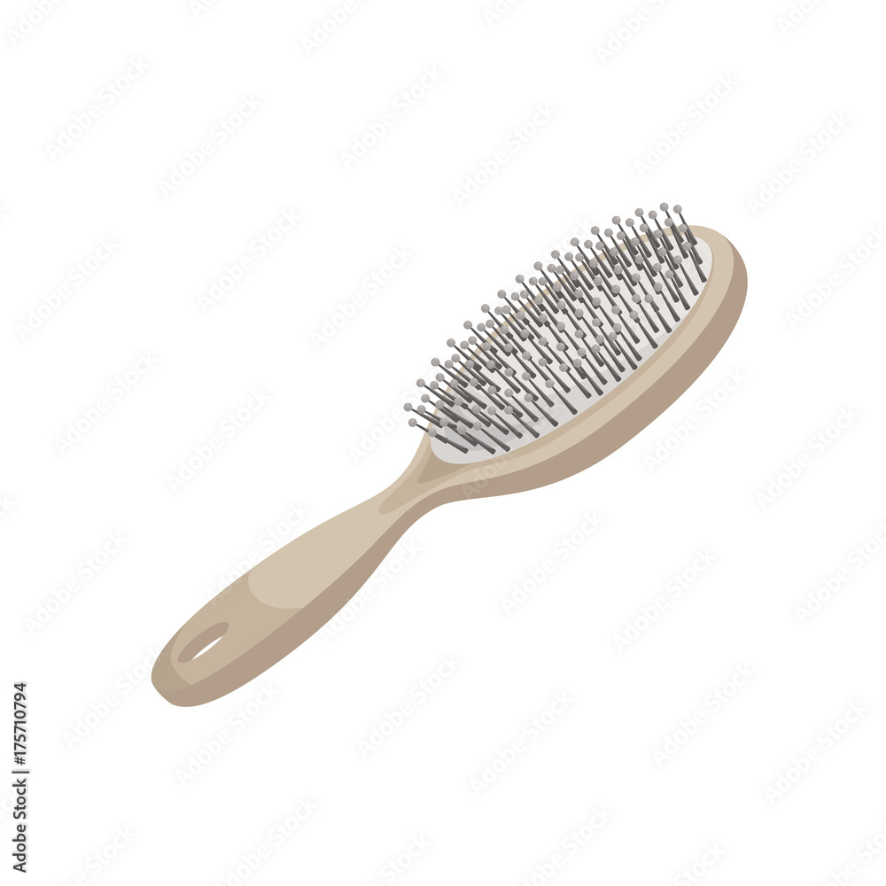 Cartoon trendy style wooden massage hair brush for styling. Vector make up and hair care illustration. Cartoon trendy style wooden massage hair brush for styling. Vector make up and hair care illustration.