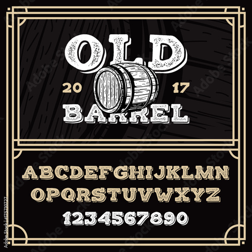 Latin vintage alphabet in old grunge style.