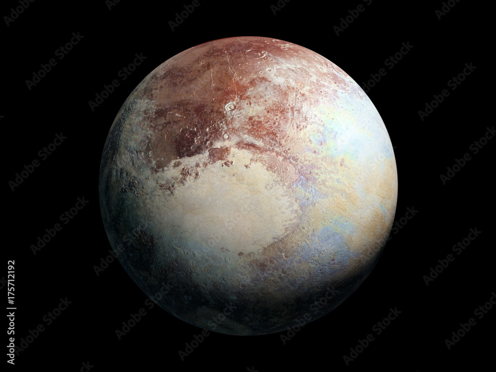 Fotografie, Obraz 3d render, dwarf planet Pluto isolated on black  background | Posters.cz