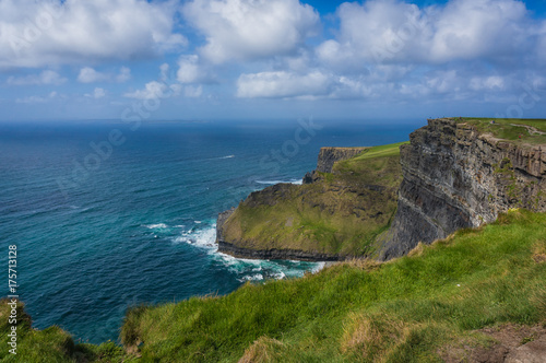 People viewing Aran Isles from Cliffs of Moher