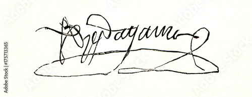 Signature of  Vasco da Gama, Portuguese explorer and the first European to reach India by sea (from Spamers Illustrierte Weltgeschichte, 1894, 5[1], 40)
