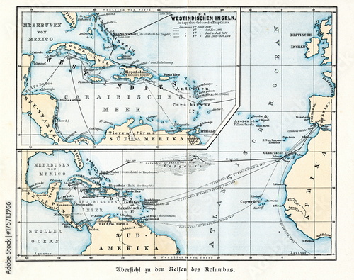 Voyages of Christopher Columbus (from Spamers Illustrierte Weltgeschichte, 1894, 5[1], 48/49)