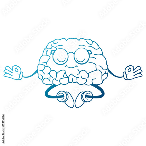 Cute brain meditating cartoon icon vector illustration graphic design