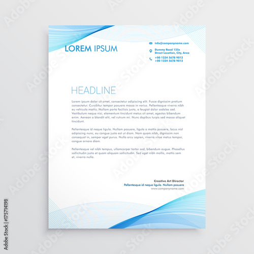 abstract blue wavy shape letterhead design